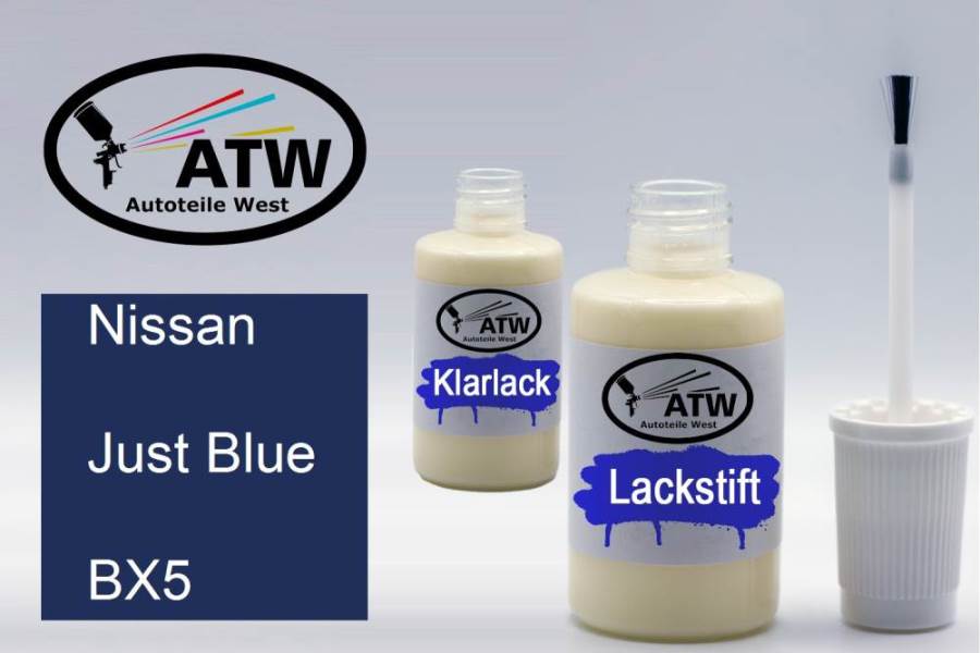 Nissan, Just Blue, BX5: 20ml Lackstift + 20ml Klarlack - Set, von ATW Autoteile West.